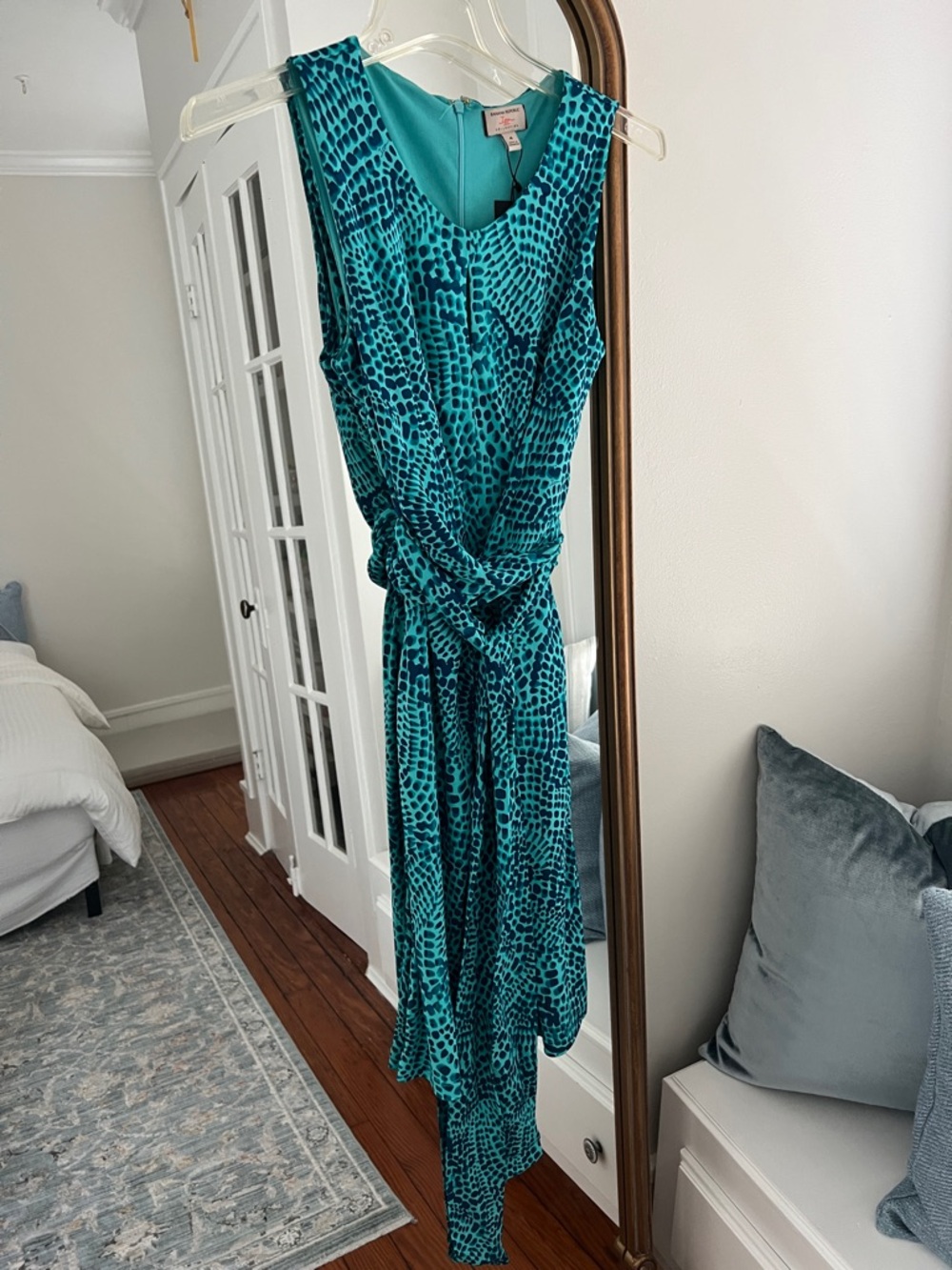 NWT Banana Republic Teal Printed Sleeveless Wrap Dress - Women